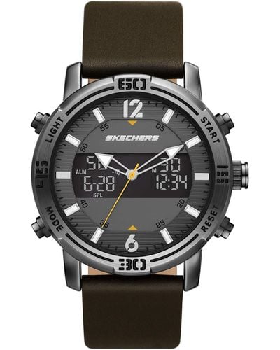 Skechers Quartz Lichtgewicht Analoog Digitaal Horloge - Zwart