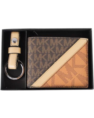 Michael Kors Logo Slim Billfold Wallet With Key Fob Box Set - Bruin