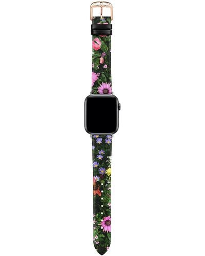 Ted Baker Floral Printed Leather Strap For Apple Watch® - Black