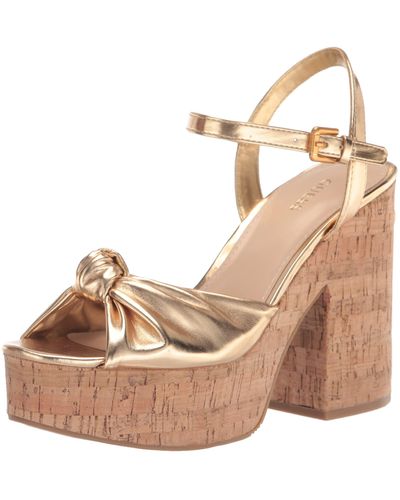 Guess Yipster Platform Cork Wedge Sandals - Brown