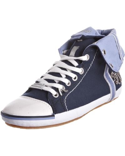 Replay Brooke Mid Navy Lace Up Trainer Gwv14.003.c0004t.040 4 Uk - Blue