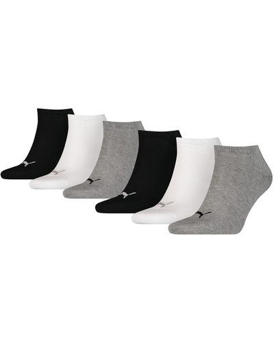 PUMA 6 Pairs Sneaker Trainer Sports Socks Grey 2 1/2-5 - Noir