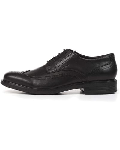 Geox U Dublin B, Scarpe Stringate Basse Brogue Uomo - Nero