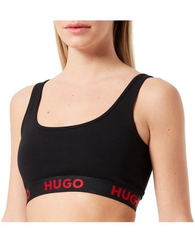 HUGO S Bralette Sporty Logo Stretch-cotton Bralette With Logo Band in Black  | Lyst UK