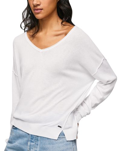 Pepe Jeans Tru V Neck Sweater - Blanc