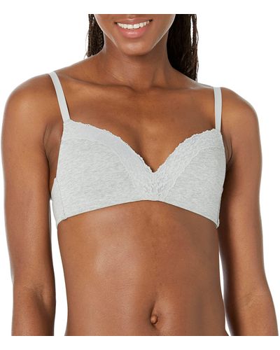 Amazon Essentials Cotton And Lace Lightly Lined Wirefree Bra - Brown
