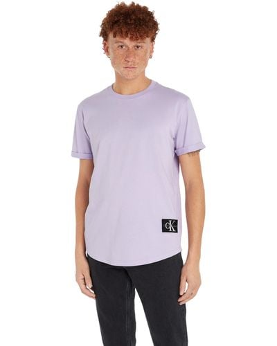 Calvin Klein Badge Turn Up Sleeve S/s T-shirt - Purple