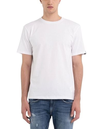 Replay T-shirt da Uomo ica Corta Girocollo - Bianco