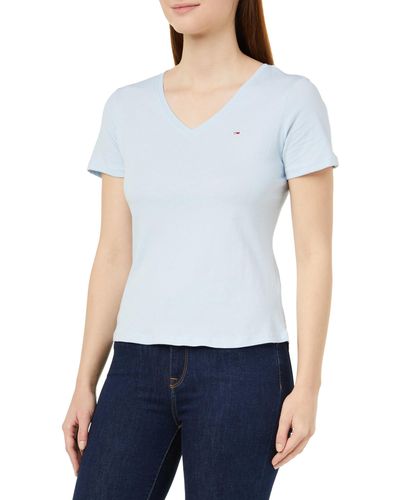 Tommy Hilfiger Tjw Slim Soft V Collo Tee Magliette S/S - Blu