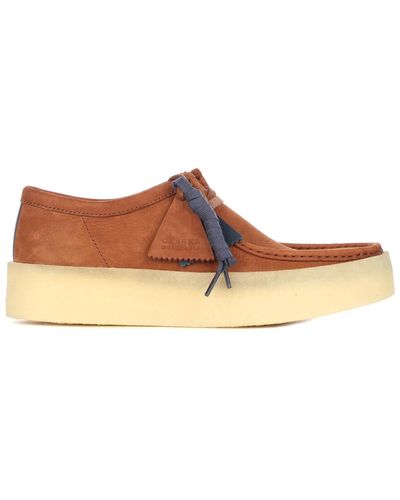 Clarks Scarpe Uomo Wallabee Cup 167989 Cuoio AI22 in Nabuk con Stringhe 44 - Marrone