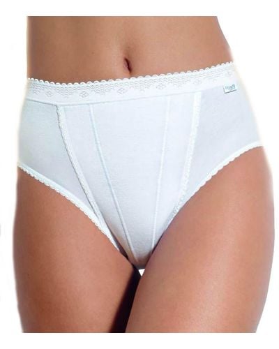 Sloggi Control Brief Knickers Tai High Leg 94% Cotton Underwear 2 Pack Shapewear - Bianco