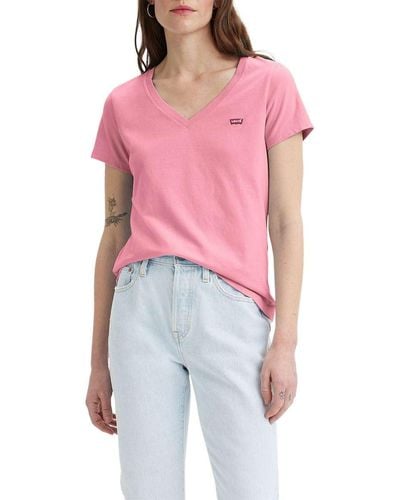 Levi's Perfect T-shirt Voor Met V-hals - Roze