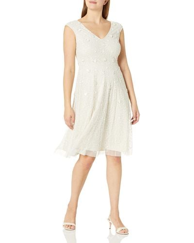 Adrianna Papell Beaded Cocktail Dress - Natural