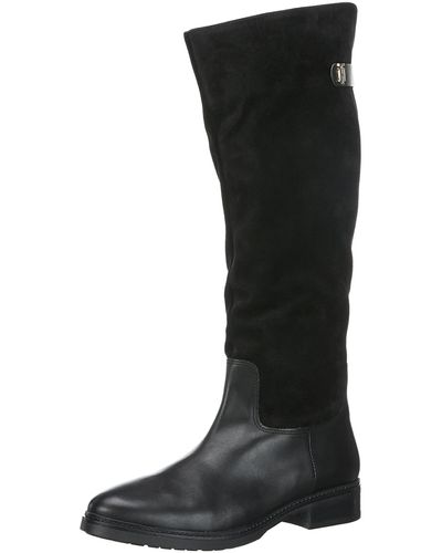 Tommy Hilfiger Vrouwen Th Suede Longboot Hoge Laars - Zwart