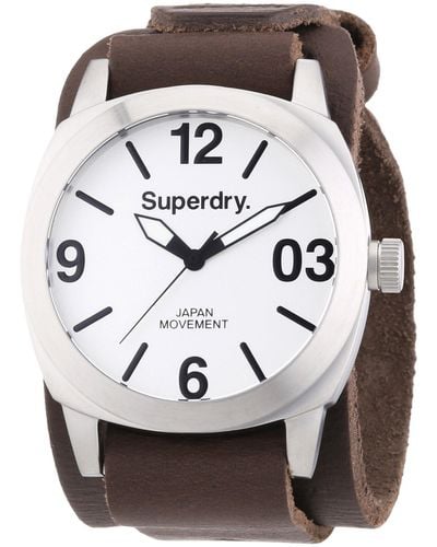 Superdry Watch - Analogue Quartz - White Dial - Brown Leather - Multicolour