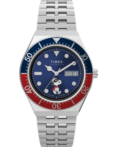 Timex Stainless Steel Bracelet Blue Dial Stainless Steel - Gray