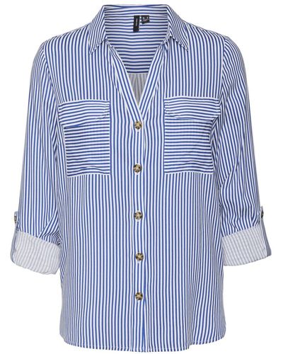 Vero Moda Vmbumpy New Wvn Noos L/s Shirt Longsleeve T - Blue