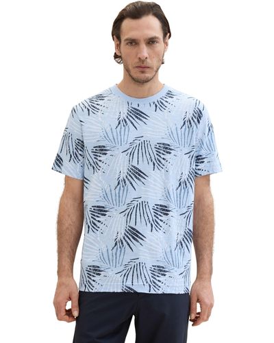 Tom Tailor Basic T-Shirt mit Allover-Print - Blau