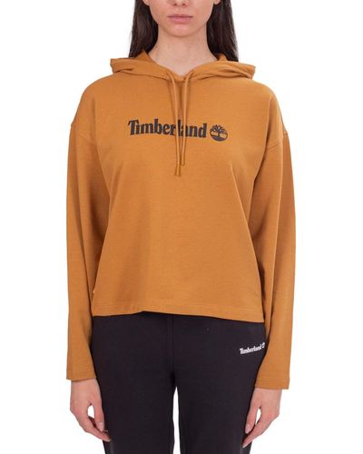 Timberland Boxy Sweatshirt With Linear Logo - Orange