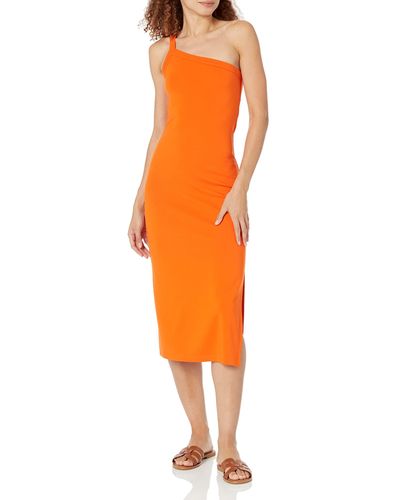 The Drop , abito in maglia da donna Aditi, monospalla e aderente, arancione acceso, XL