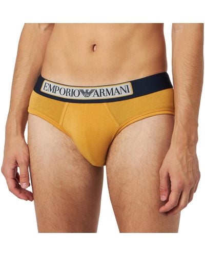 Emporio Armani Underwear Brief Logo Label Caleçons - Jaune
