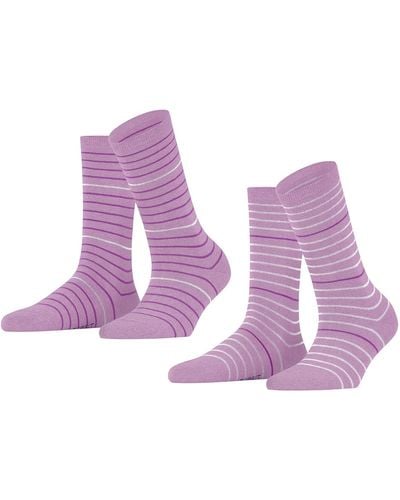 Esprit Fine Stripe 2-pack Socks - Purple