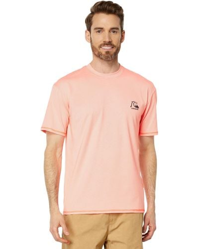Quiksilver Heritage Short Sleeve Rashguard Upf 50 Sun Protection Surf Shirt Rash Guard - Pink