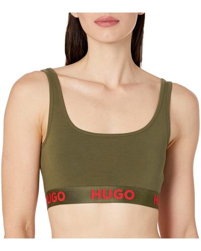 HUGO Bold Logo Cotton Stretch Bralette Bra - Green