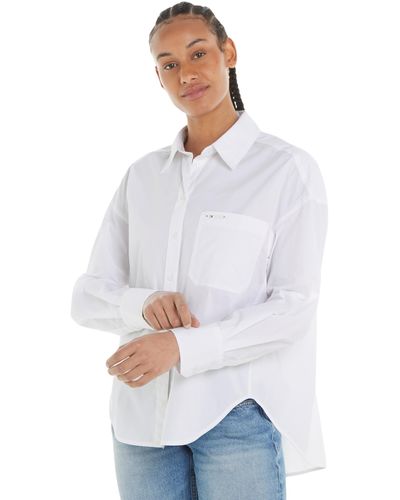 Tommy Hilfiger Tjw Ovs Cotton Shirt Ext Woven Tops - White