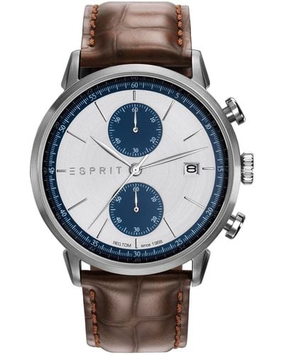 Esprit Chronograaf Kwarts Horloge Met Lederen Armband Es109181001 - Meerkleurig