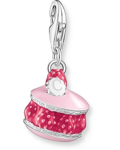 Thomas Sabo Silver Charm Pendant With Pink Raspberry Macron 925 Sterling Silver