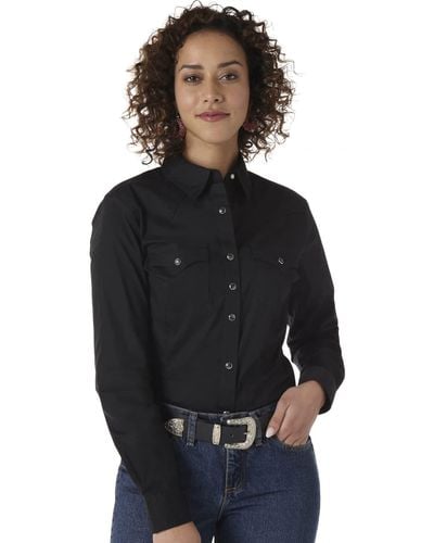 Wrangler Western Two Pocket Snap Shirt - Black