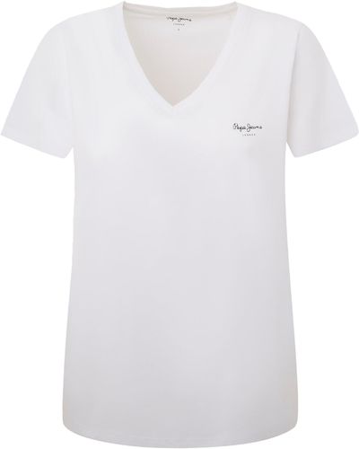 Pepe Jeans Lorette T-shirt col V - Blanc