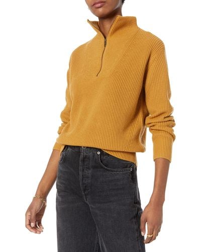Amazon Essentials Gerippter Pullover mit halbem Reißverschluss in lockerer Passform - Blau