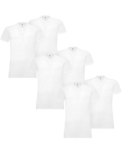 Levi's 4 er Pack Levis V-Neck T-Shirt Unterhemd V-Ausschnitt - Weiß