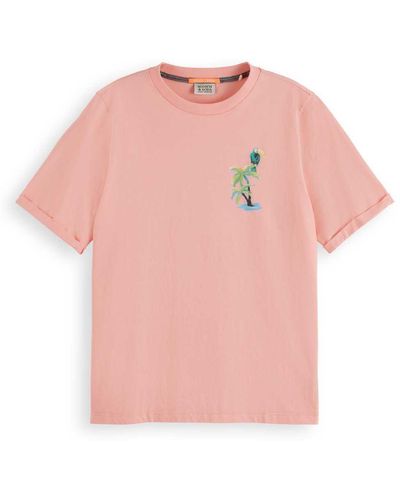 Scotch & Soda Relaxed Fit Graphic T-Shirt - Pink
