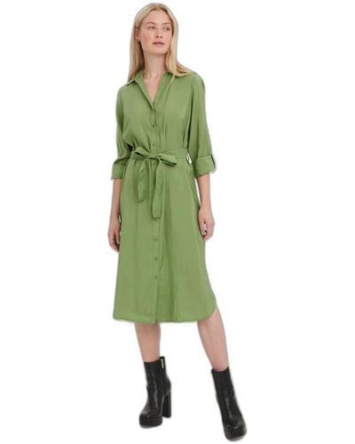 Vero Moda Vmbell LS Calf Shirt Dress Noos Camicia - Verde