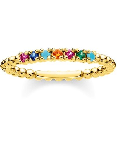 Thomas Sabo Ring Dots Colourful Stones Gold 925 Sterling Silver - Yellow