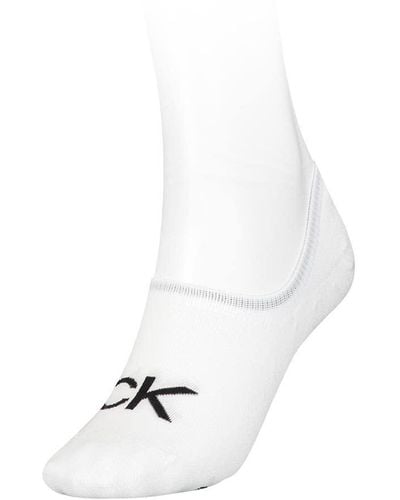 Calvin Klein Calcetines de Forro para Mujer con Logotipo Moderno - Blanco