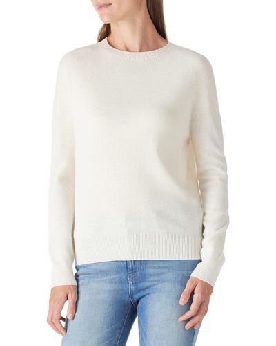 HIKARO 100% Merino Wool Sweater Seamless Cowl Neck Long Sleeve Pullover - Weiß