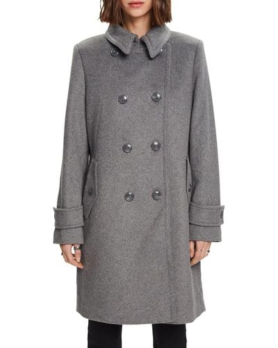 Esprit Recycelt: Mantel mit Wolle - Grau