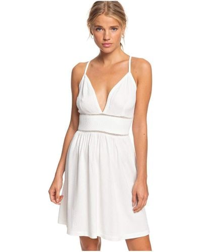 Roxy Womens New Silver Light Strappy Woven Dress - White