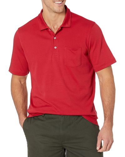 Amazon Essentials Regular-fit Pocket Jersey Polo - Red