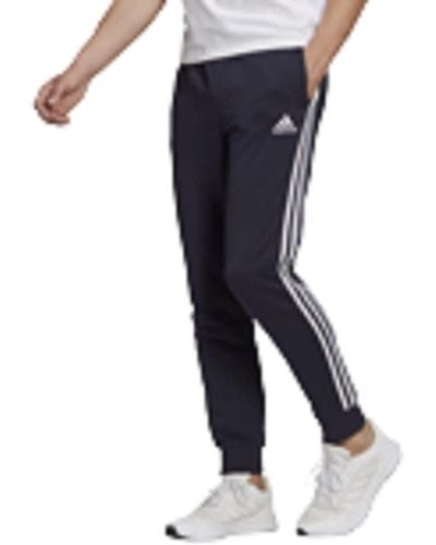 adidas Essentials French Terry Tapered Cuff 3-Stripes Pants - Blau