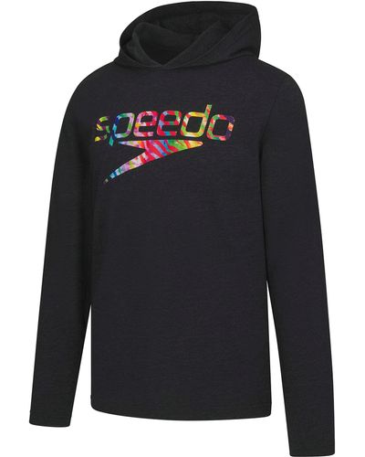 Speedo 's T-shirt Long Sleeve Hoodie Pull Over Team Warm - Blue