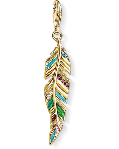 Thomas Sabo Charm Pendant Colourful Feather 925 Sterling Silver Y0033-471-7 - Metallic