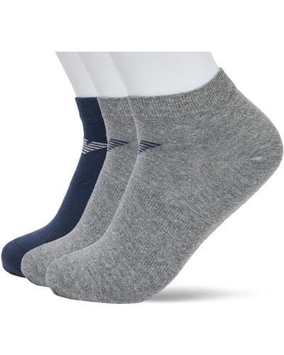 Emporio Armani , 3-pack Sneaker Socks, Marine/grey/grey, Large - Gray