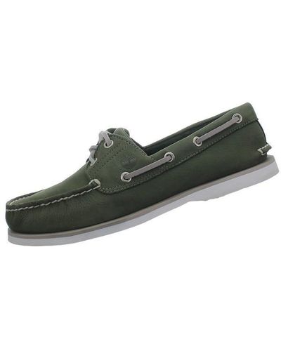 Timberland Classic 2-Eye Boat grün Leder Bootsschuhe Sneakers NEU