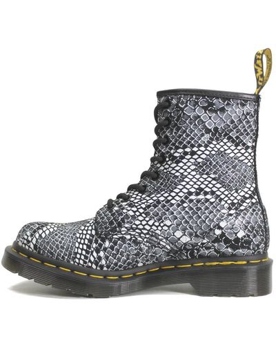 Dr. Martens S 1460 Printed Leather Black White Boots 7 Uk