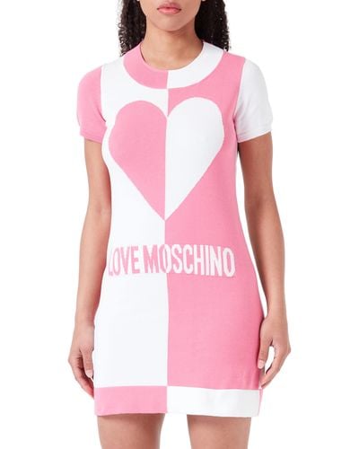 Love Moschino Robe Tube à ches Courtes - Rose
